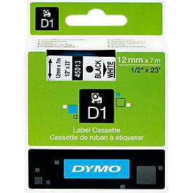 DYMO® Schriftbandkassette D1 45013, 12 mm breit, weiß/schwarz