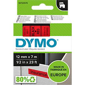 DYMO® Schriftbandkassette D1 45017, 12 mm breit, rot/schwarz