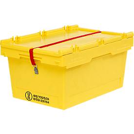  Gefahrgutbehälter SSI Schäfer, für Lithium-Ionen-Akkus seCon KMB-DH627 GGV, mit Deckel, L 600 x B 400 x H 307 mm, aus Polypropylen, gelb