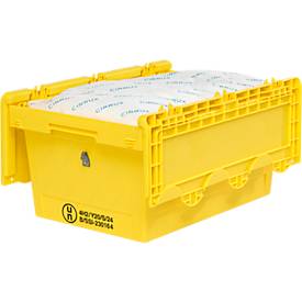  Gefahrgutbehälter SSI Schäfer, für Lithium-Ionen-Akkus seCon KMB-DH627 GGV, mit Deckel, L 600 x B 400 x H 307 mm, aus Polypropylen, gelb