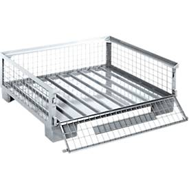  Gitterboxpalette Schäfer Shop Select, mit klappbarer Wand, B 1200 x T 800 x H 420 mm, feuerverzinkt, Traglast bis 1000 kg