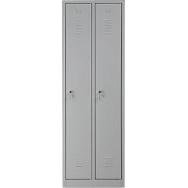  Kleiderspind, 2 Türen, B 600 x H 1800 mm, Zylinderschloss, lichtgrau/lichtgrau