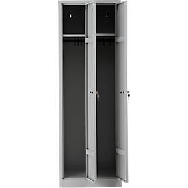  Kleiderspind, 2 Türen, B 600 x H 1800 mm, Zylinderschloss, lichtgrau/lichtgrau