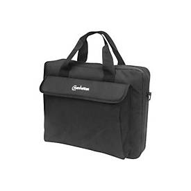 "Manhattan London Laptop Bag 14.1", Top Loader, Accessories Pocket, Shoulder Strap (removable), Black, Three Year Warran