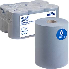  Scott® Rollenpapiertücher Essential Slimroll 6696, 1-lagig, 6 Rollen á 190 m, insgesamt 1140 m, blau 