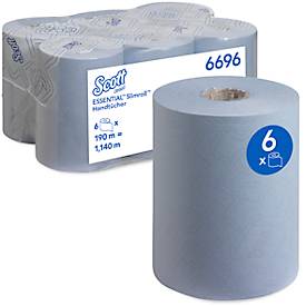 Scott® Rollenpapiertücher Essential Slimroll 6696, 1-lagig, 6 Rollen á 190 m, insgesamt 1140 m, blau