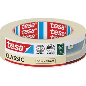  tesa Malerband CLASSIC, 50 m × 30 mm, innen, saubere Kanten, lösungsmittelfrei, rückstandsfrei 10 Tage