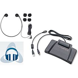 Trankriptions-Kit Olympus AS-9000, Stereo-Kopfhörer + ergonom. USB-Fußschalter + Software
