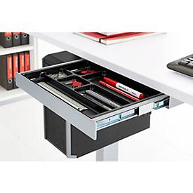  Zubehörschublade , mit Kunststoffeinsatz, B 404 x T 244 x H 42 mm, Stahl beschichtet, alusilber