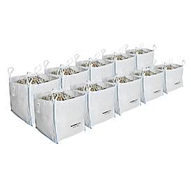 10er-Set Schäfer Shop Genius Containersack Big Bag, 1,5 t, offen, 4 Schlaufen, B 900 x T 900 x H 900 mm, weiß