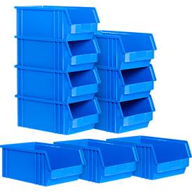 10er-Set Sichtlagerkasten SSI Schäfer TF 14/7-4, Polyethylen, L 230 x B 150 x H 122 mm, 2,6 l, blau