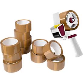 12 Rollen Packband + 1 Abroller, GRATIS