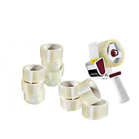 12 Rollen Packband + 1 Abroller, GRATIS