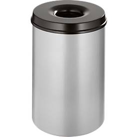 133261 - Abfallsammler 30 L, selbstlöschend, Korpus alufarbig/Deckel schwarz