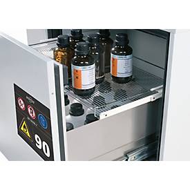 2. Auszugsebene für asecos Sicherheitsschränke der UB90 Serie, Edelstahl 1.4301, B 725 x T 425 x H 47 mm, bis 25 kg