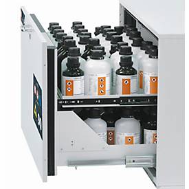 2. Auszugsebene für asecos Sicherheitsschränke der UB90 Serie, Stahlblech, lichtgrau, B 432 x T 442 x H 45 mm, 3 l, bis 25 kg