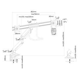 2-fach-Monitor-Tischhalterung Neomounts by Newstar NM-D775DXBLACK, bis 32“, neig-/dreh-/schwenkbar, mit Griff