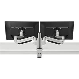 2-fach-Monitorarm BakkerElkhuizen Premium Office Dual, bis 12 kg, Monitore bis 30', Tischklemme, dreh-/höhenverstellb., Kabelführ.