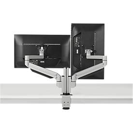 2-fach-Monitorarm BakkerElkhuizen Premium Office Dual, bis 12 kg, Monitore bis 30', Tischklemme, dreh-/höhenverstellb., Kabelführ.