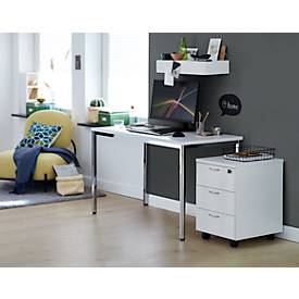 2-tlg. Büromöbel-Set, Home Office Tisch, weiß/chromsilber 