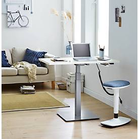 2-tlg. Büromöbel-Set, Monosäulen-Beistelltisch Start Off, elektrisch höhenverstellbar, weiß/weißaluminium 
