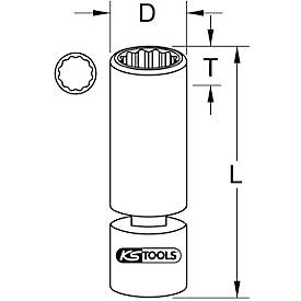 3/8' Spezial-Zündkerzen-Stecknuss für BMW mit Gelenk, 14mm