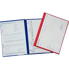 3-Deckel-Dokumentationsmappe Professional Line Plus, DIN A4, 4 Heftmechaniken, Klarsichttasche, B 240 x H 310 mm, blau, 10 Stück