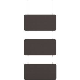 3-Fach-Baffel, hängend, für Deckenmontage, 3 Elemente, Absorberklasse A, B 1200 x H 400 mm, Akustikvlies, Gesamthöhe: 1800 mm, dunkelgrau
