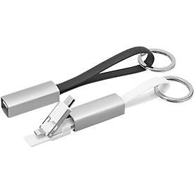 3-in-1 Schlüsselring mit USB-Kabel, Typ C, Android/iOS, Laden + Transfer, weiß