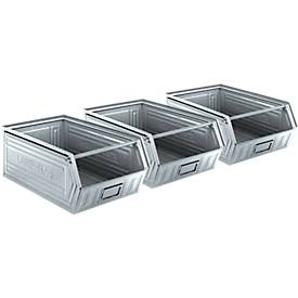 3er-Set Sichtlagerkasten SSI Schäfer LF 14/7-2, Stahl, L 515 x B 322 x H 200 mm, 26 l, feuerverzinkt