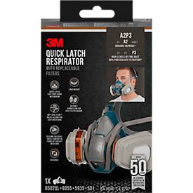 3M Atemschutz Set 6502QLKIT-1, bestehend aus 1 x Atemschutzmaske 6502 mit Schutzklasse A2P3, 2 x Filter 6055/2 x Filter 5935/2 x Filterhalterung 501