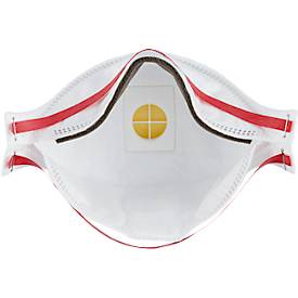 3M Einweg Atemschutzmaske AURA™ COOL FLOW™ 9332+, Filterklasse FFP3, mit Ventil, 3-teilig, faltbar, weiß, Packung mit 2 Stück