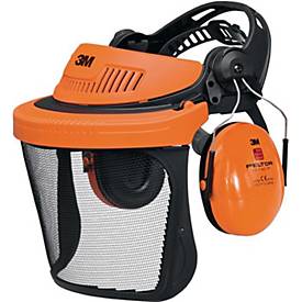 3M Gesichts-/Gehörschutzkombination G5V5CH51, Netzvisier Edelstahl, SNR 26 dB, EN 1731 EN 352-1-3, orange