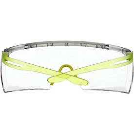 3M Schutzbrille SecureFit 3700, EN 166-1FT, Überbrille, grau/lindgrün, flache Bügel, weicher Nasensteg