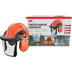 3M Schutzhelm-Set G3000CUVFORESTC1, belüfteter Helm/Kapselgehörschutz/Netzvisier, SNR 26 dB, UV-Sensor, verstellbar, rostfreier Edelstahl/Kunststoff