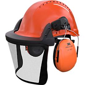 3M Schutzhelm-Set G3000CUVFORESTC1, belüfteter Helm/Kapselgehörschutz/Netzvisier, SNR 26 dB, UV-Sensor, verstellbar, rostfreier Edelstahl/Kunststoff