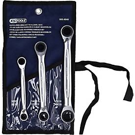 4 in 1 GEARplus umschaltbar Doppel-Ratschenringschlüssel-Satz, 3-tlg