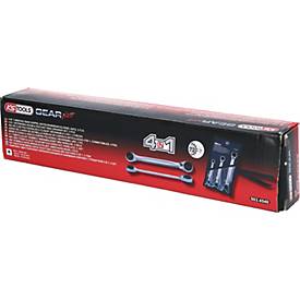 4 in 1 GEARplus umschaltbar Doppel-Ratschenringschlüssel-Satz, 3-tlg