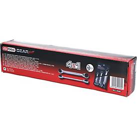 4 in 1 GEARplus umschaltbar Doppel-Ratschenringschlüssel-Satz, 3-tlg