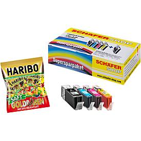 4 Schäfer Shop Tintenpatronen, baugl PGI-550XLPGBK/CLI-551C/M/Y +HARIBO Saft-Goldbären Minis GRATIS