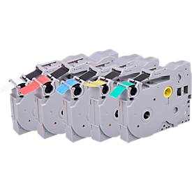 5er-Set Schriftbänder kompatibel zu Brother Beschriftungsband TZe-231/431/531/631/731, schwarz, L 8 m x B 12 mm