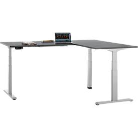 90° Winkeltisch, elektrisch höhenverstellbar, 3-Motoren-Technik, bis 150 kg, T-Fußgestell, B 2000 x T 1600 mm, inkl. Memorymaster, graphit