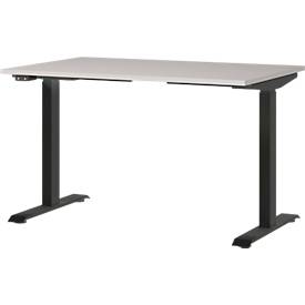 Aalborg bureau, elektrisch in hoogte verstelbaar, rechthoekig, tot 80 kg, T-poot frame, B 1200 x D 800 x H 720 - 1200 mm, kasjmier/zwartgrijs
