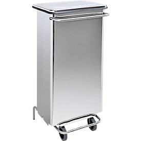Abfallbehälter Continox, Edelstahl, 2 Gummiräder, mit Pedal, 110 Liter