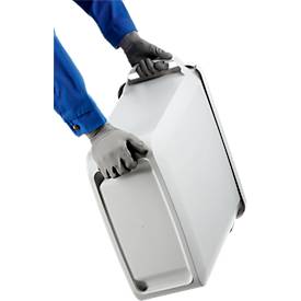 Abfallbehälter Durable Durabin Eco, 60 L, mit Deckel, 2 Tragegriffe, B 590 x T 282 x H 600 mm, recycelter Kunststoff in Qualität Blauer Engel, grau