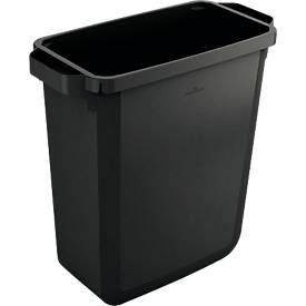 Abfallbehälter Durable Durabin Eco, 60 L, mit Deckel, 2 Tragegriffe, B 590 x T 282 x H 600 mm, recycelter Kunststoff in Qualität Blauer Engel, schwarz