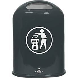 Abfallbehälter oval, 45 Liter, mit selbstschließender Edelstahlklappe, anthrazit/glimmer