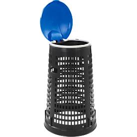 Abfallbehälter Ruff, für 70-120 l Kunststoff-& Papiersäcke, Lochoptik, ø 525 mm, Recycling-Kunststoff, blau-schwarz