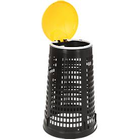 Abfallbehälter Ruff, für 70-120 l Kunststoff-& Papiersäcke, Lochoptik, ø 525 mm, Recycling-Kunststoff, gelb-schwarz