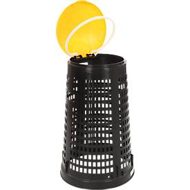Abfallbehälter Ruff, für 70-120 l Kunststoff-& Papiersäcke, Lochoptik, ø 525 mm, Recycling-Kunststoff, gelb-schwarz